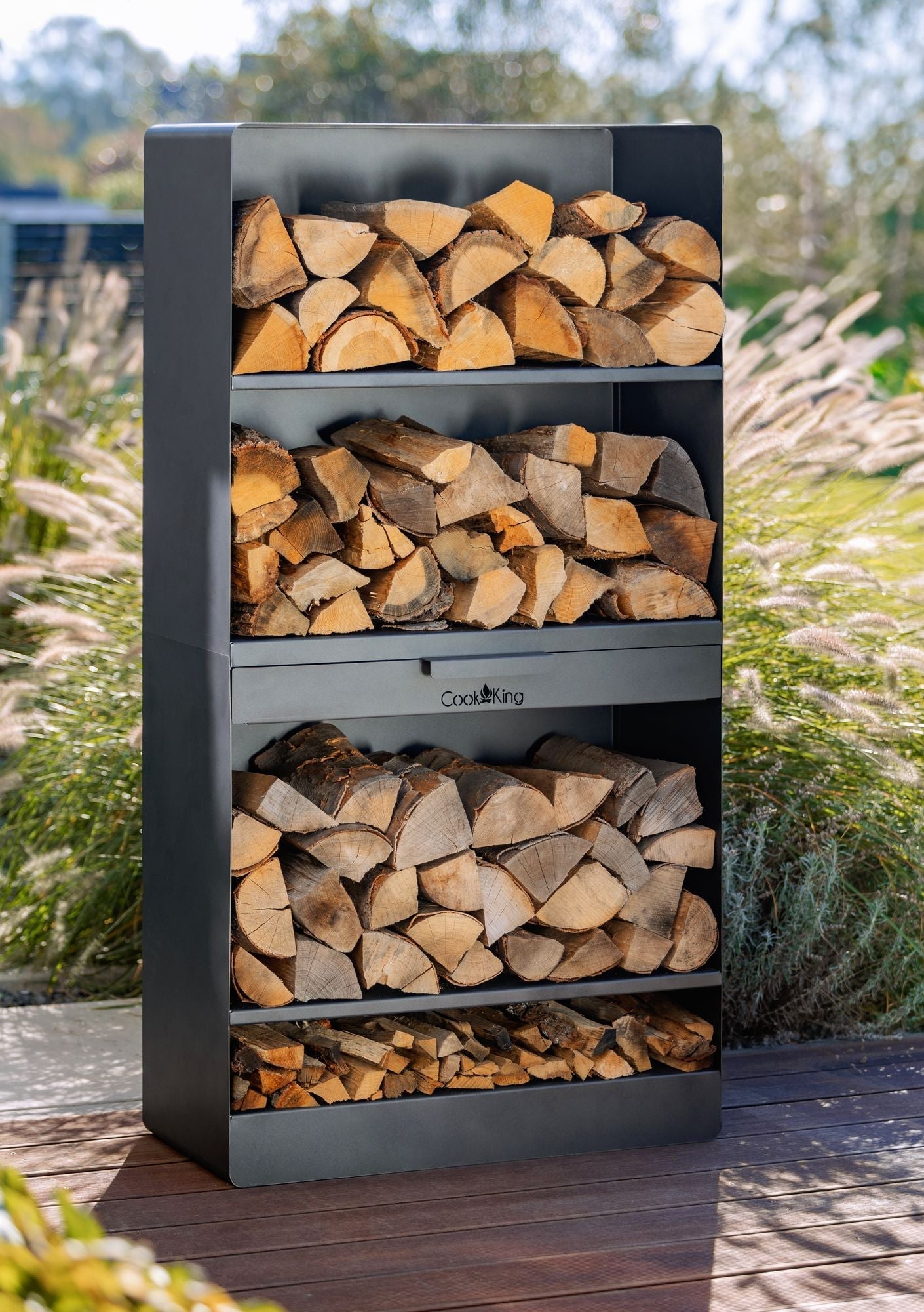 Kaminholzregal  „TOSCANA“ – Handgefertigt aus Naturstahl (120 × 40 × 30 cm)